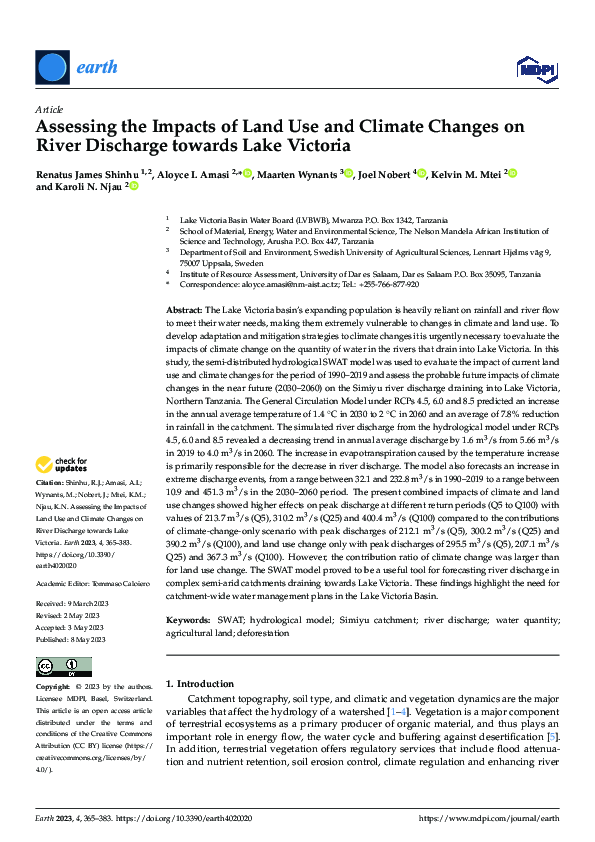 (PDF) Assessing the Impacts of Land Use and Climate Changes on River ...