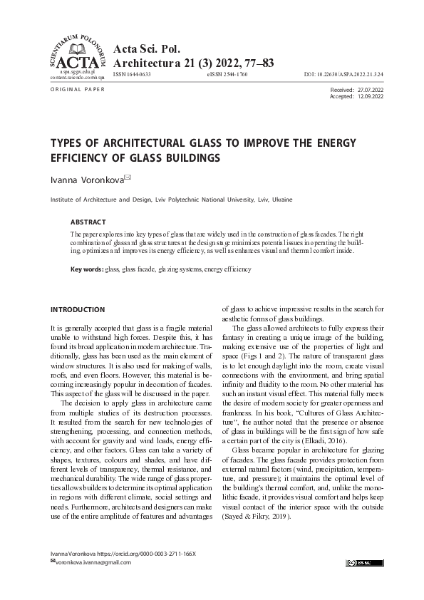 (PDF) Types of architectural glass to improve the energy efficiency of ...