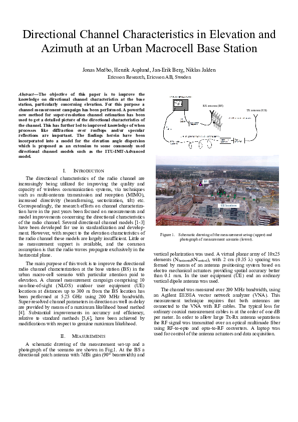 (PDF) Directional channel characteristics in elevation and azimuth at ...