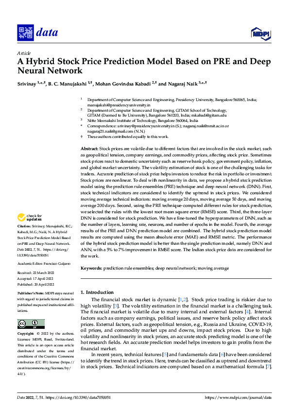 (PDF) A Hybrid Stock Price Prediction Model Based on PRE and Deep ...