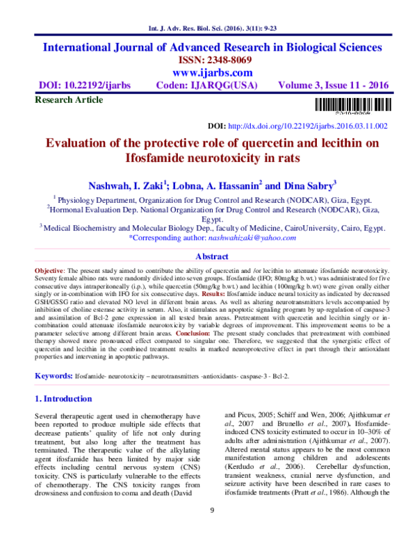 (PDF) Evaluation of the protective role of quercetin and lecithin on ...