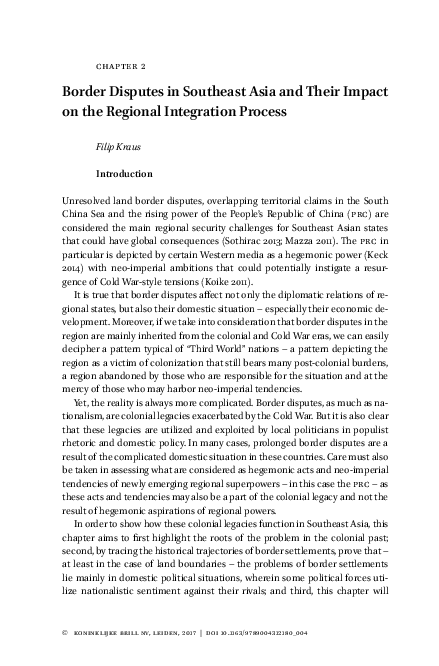 (PDF) Border Disputes in Southeast Asia and Their Impact on the ...