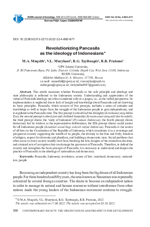 (PDF) Revolutionizing Pancasila as the ideology of Indonesians