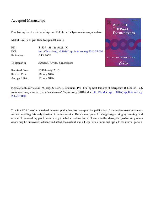 (PDF) Pool boiling heat transfer of refrigerant R-134a on TiO2 nano ...