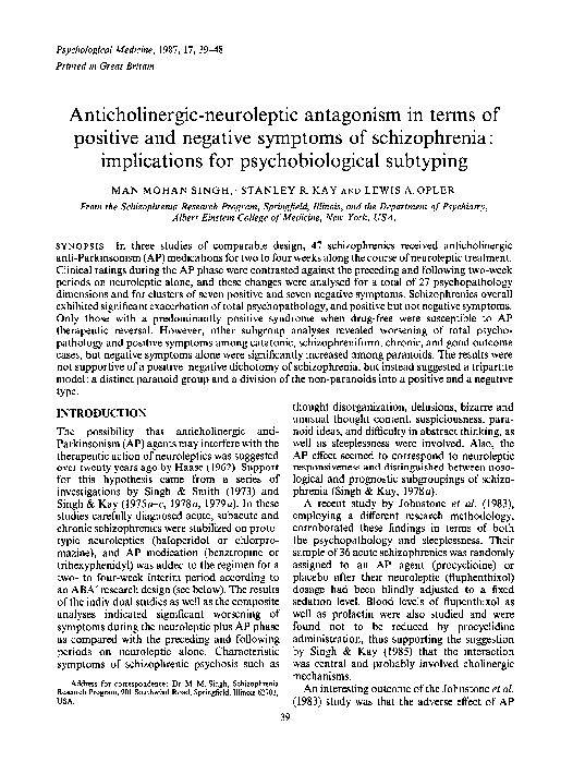  pdf anticholinergic neuroleptic antagonism in terms of positive and
