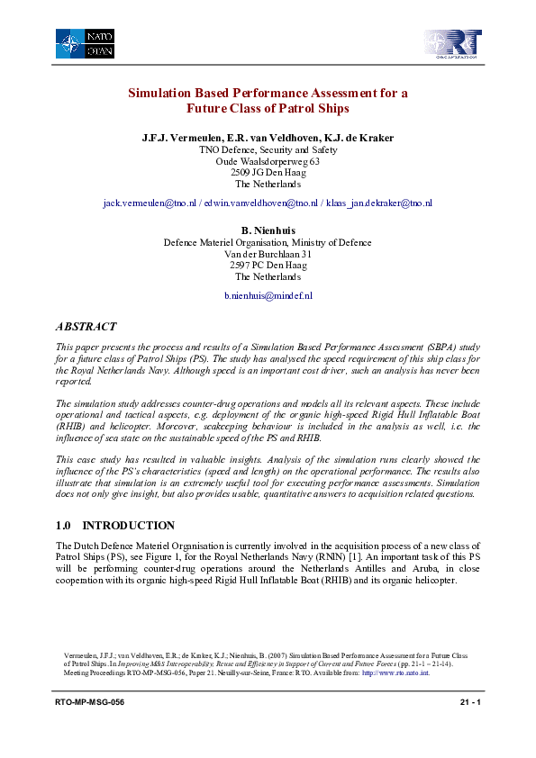 (PDF) Simulation Based Performance Assessment for a Future Class of ...