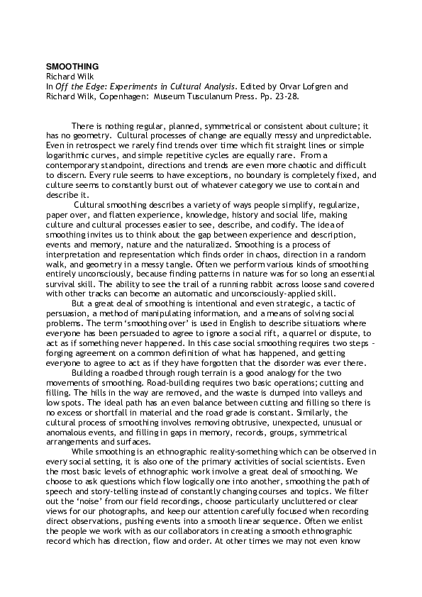 It Is A Ubiquitous Process Reference: Pdf Smoothing An Ubiquitous Cultural Process