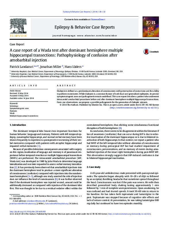 (PDF) A case report of a Wada test after dominant hemisphere multiple ...