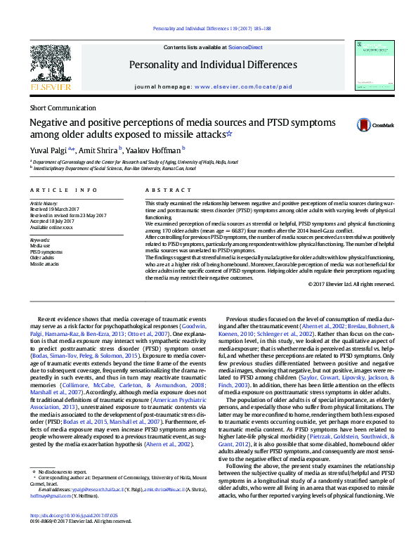 (PDF) Negative and positive perceptions of media sources and PTSD ...