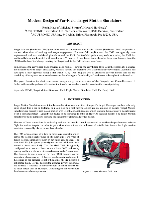 (PDF) Modern design of far-field target motion simulators