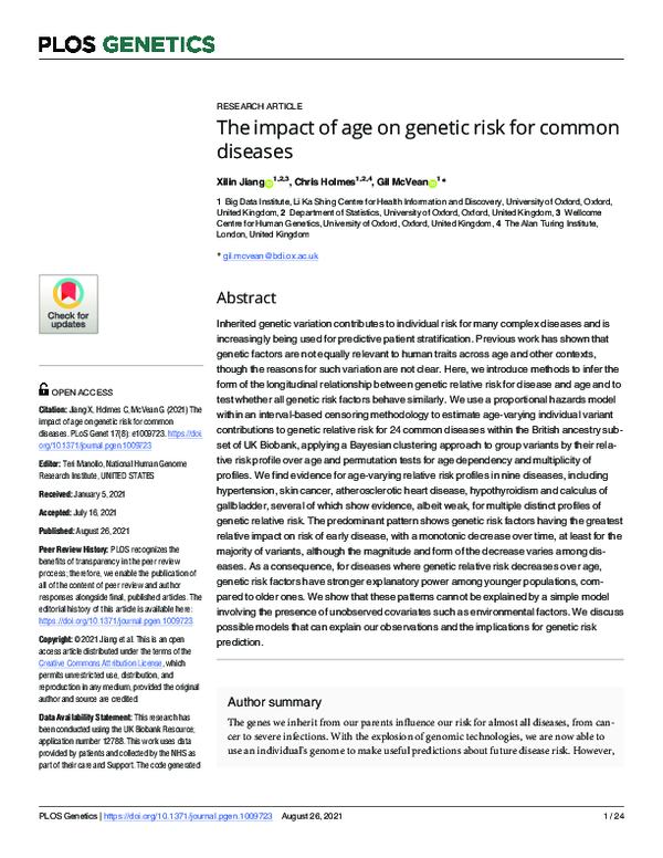 (PDF) The impact of age on genetic risk for common diseases