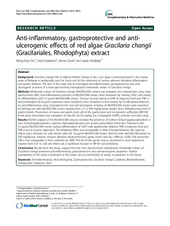 (PDF) Anti-inflammatory, gastroprotective and anti-ulcerogenic effects ...