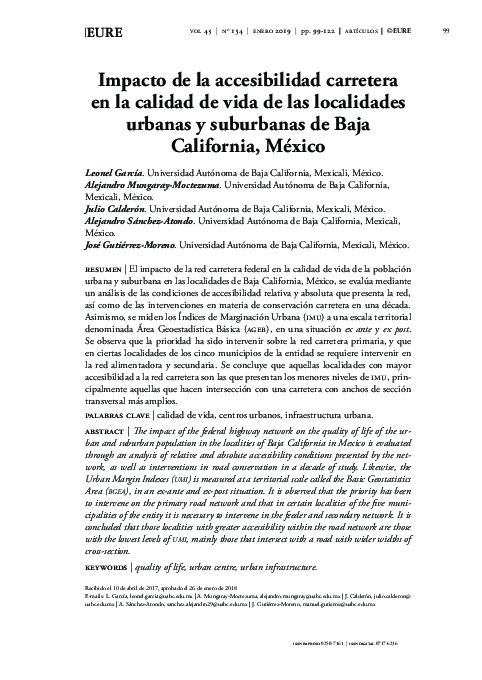 (PDF) Impacto de la accesibilidad carretera en la calidad de vida de ...