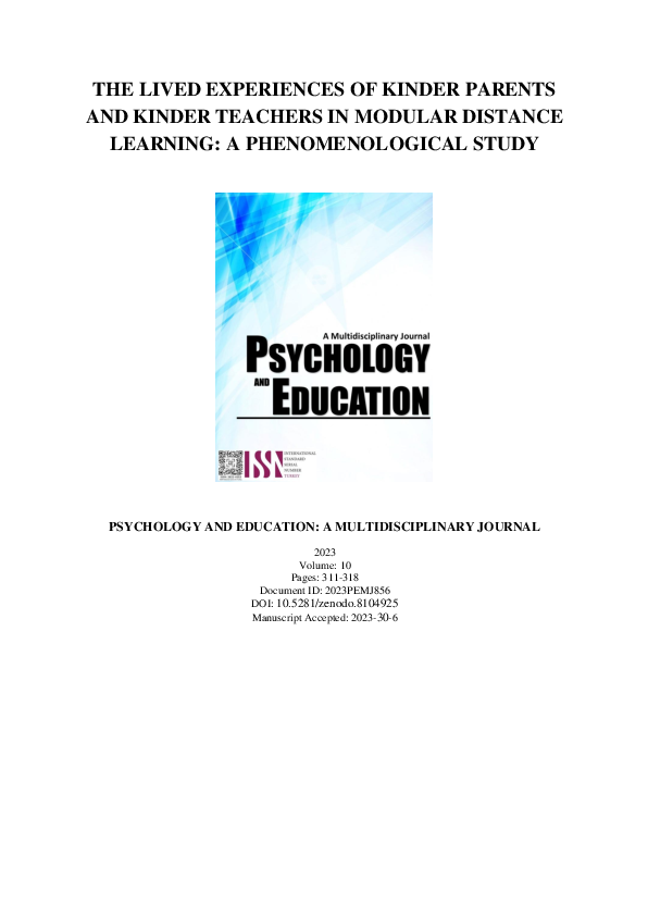 (PDF) The Lived Experiences of Kinder Parents and Kinder Teachers in ...