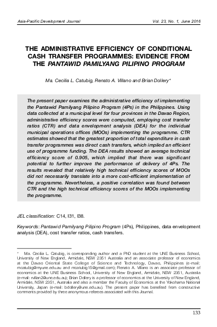 (PDF) The administrative efficiency of conditional cash transfer ...