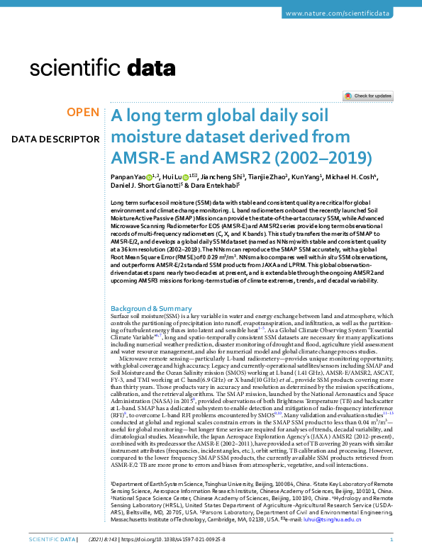 (PDF) A long term global daily soil moisture dataset derived from AMSR ...