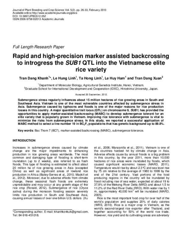 (PDF) Rapid and high-precision marker assisted backcrossing to ...