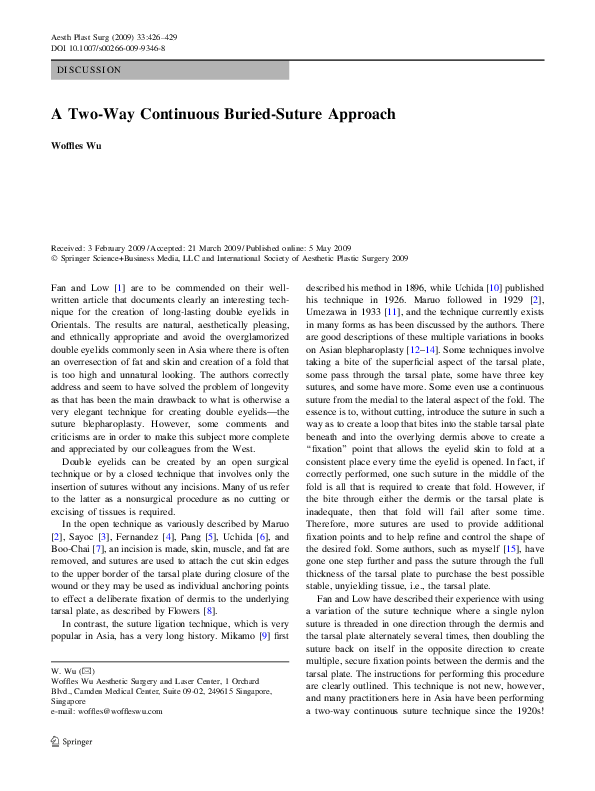 (PDF) A Two-Way Continuous Buried-Suture Approach