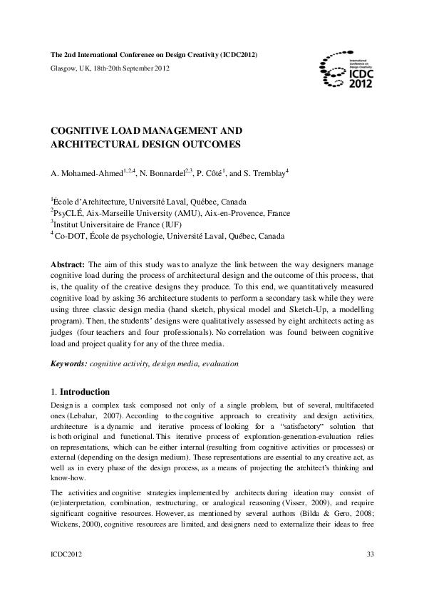 (PDF) Cognitive load management and architectural design outcomes