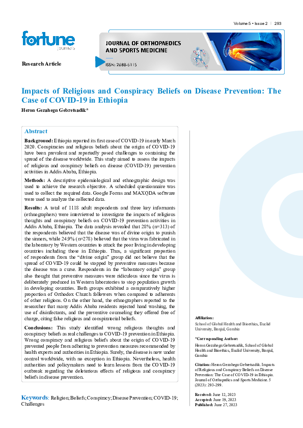 (PDF) Impacts of religious and conspiracy beliefs on disease