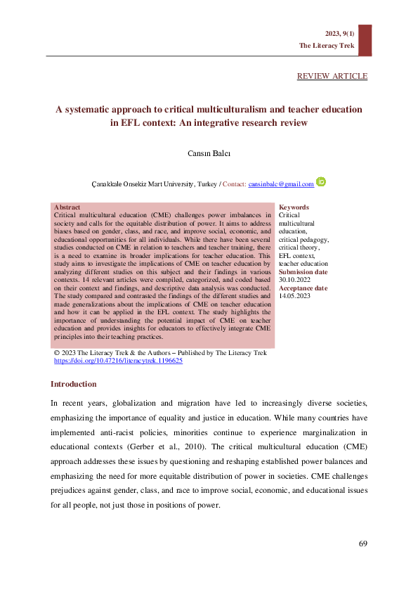 (PDF) A systematic approach to critical multiculturalism and teacher ...