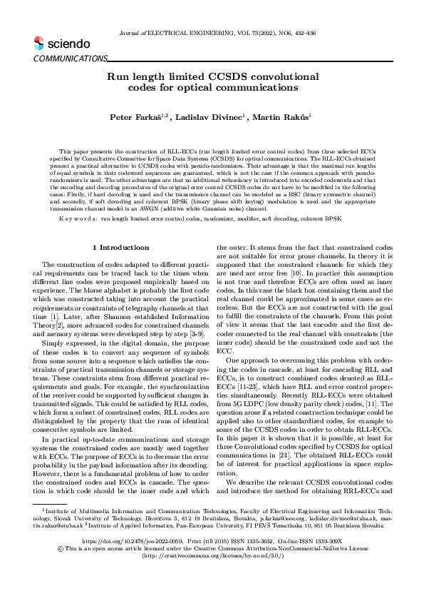 (PDF) Run length limited CCSDS convolutional codes for optical ...
