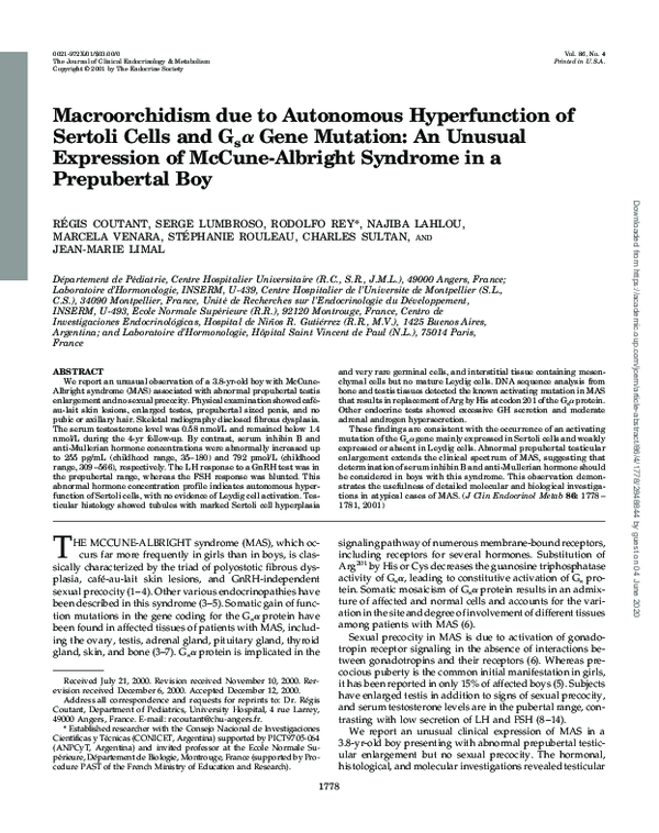 (PDF) Macroorchidism due to Autonomous Hyperfunction of Sertoli Cells ...