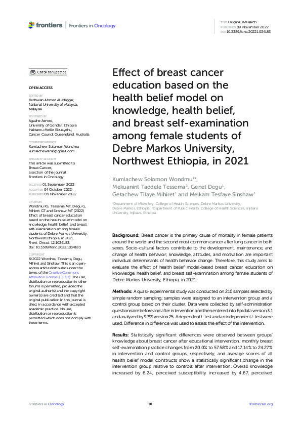 (PDF) Effect of breast cancer education based on the health belief ...