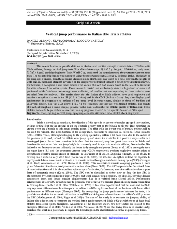 (PDF) Vertical jump performance in Italian elite trials athletes
