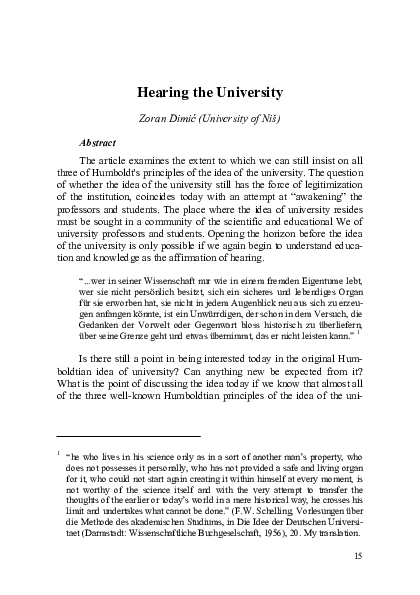 (PDF) Hearing the University