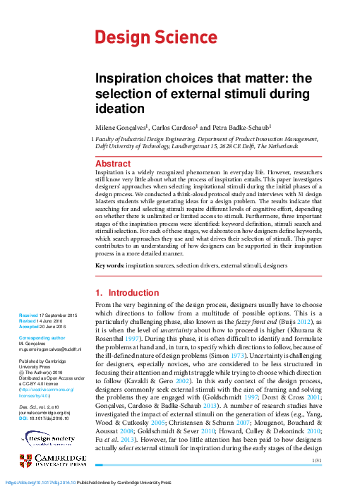 (PDF) Inspiration choices that matter: the selection of external ...