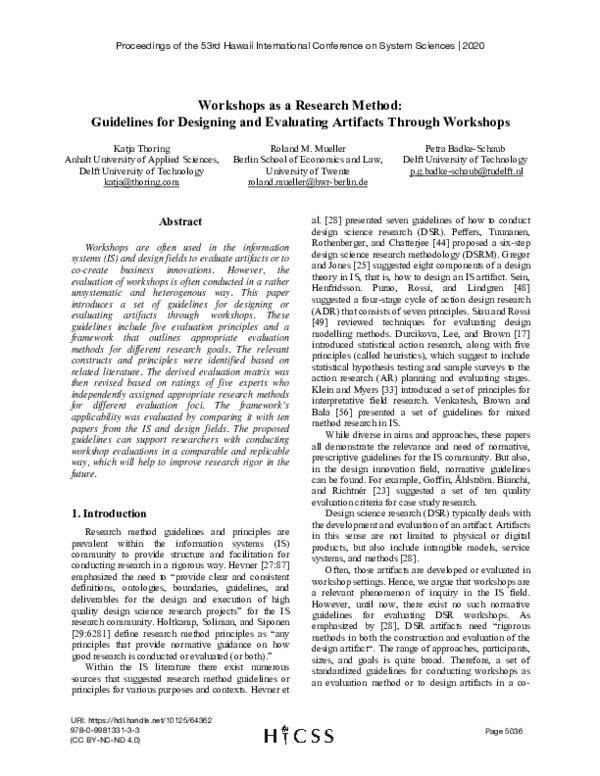 (PDF) Workshops as a Research Method: Guidelines for Designing and ...