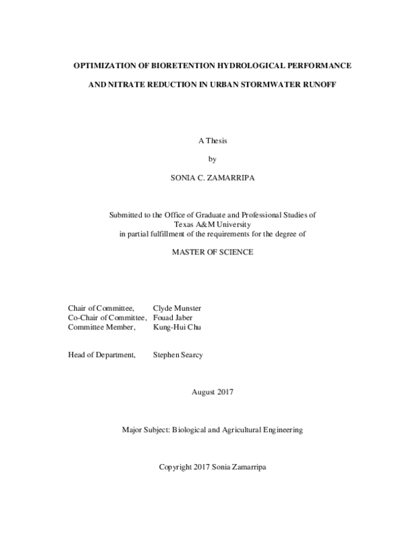 (PDF) Optimization of Bioretention Hydrological Performance and Nitrate ...