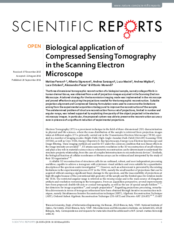 (PDF) Biological application of Compressed Sensing Tomography in the ...
