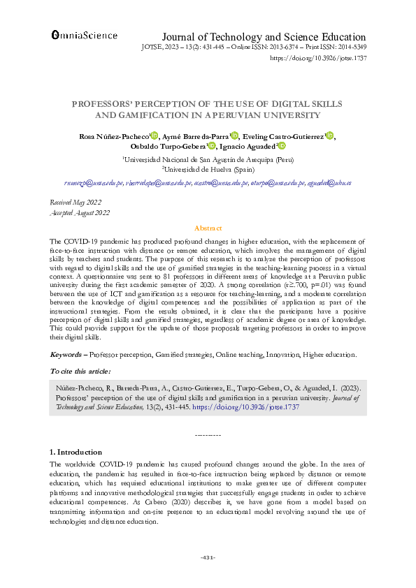 (PDF) Professor's perception of the use of digital skills and ...