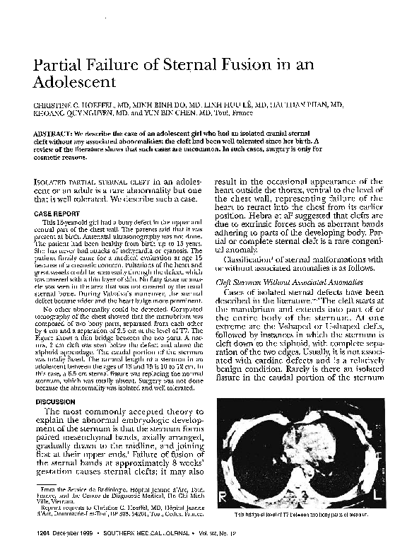 (PDF) Partial Failure of Sternal Fusion in an Adolescent
