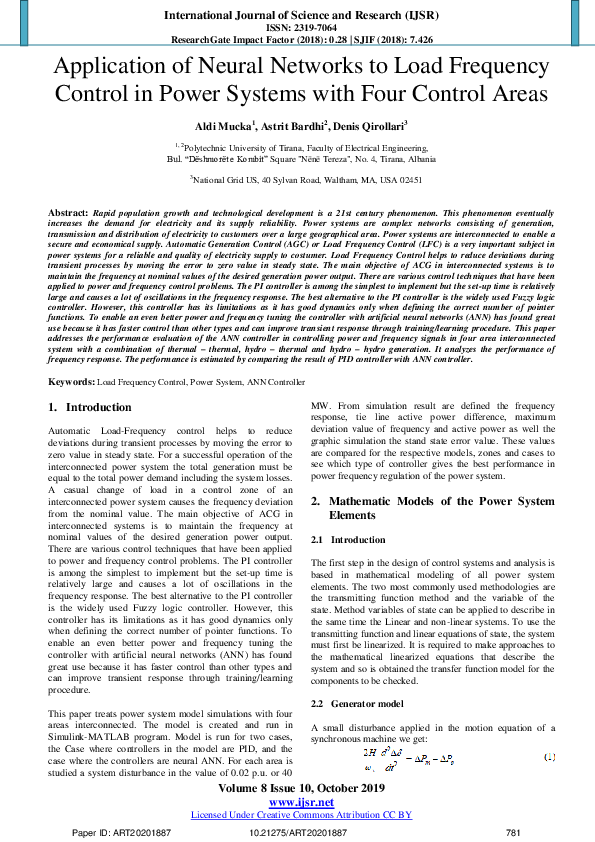 (PDF) Application of Neural Networks to Load Frequency Control in Power ...