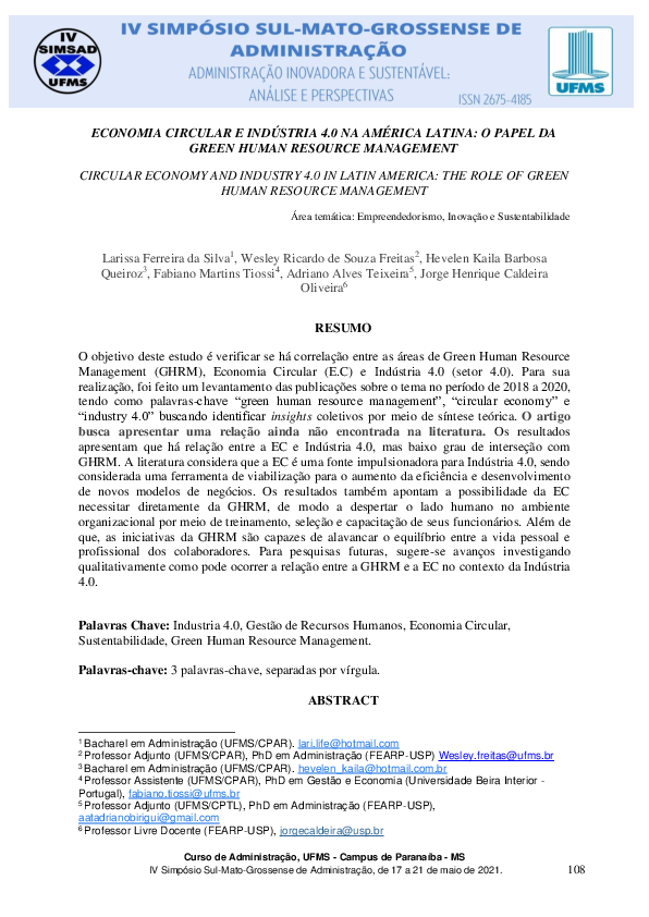 (PDF) Economia Circular e Indústria 4.0 Na América Latina | Fabiano ...