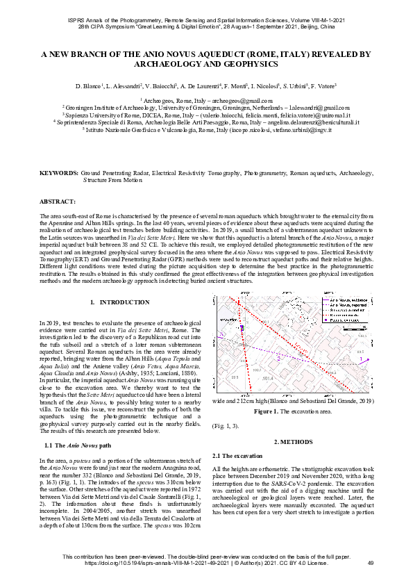 (PDF) A New Branch of the Anio Novus Aqueduct (Rome, Italy) Revealed by