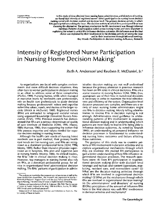(PDF) Intensity of Registered Nurse Participation in Nursing Home ...