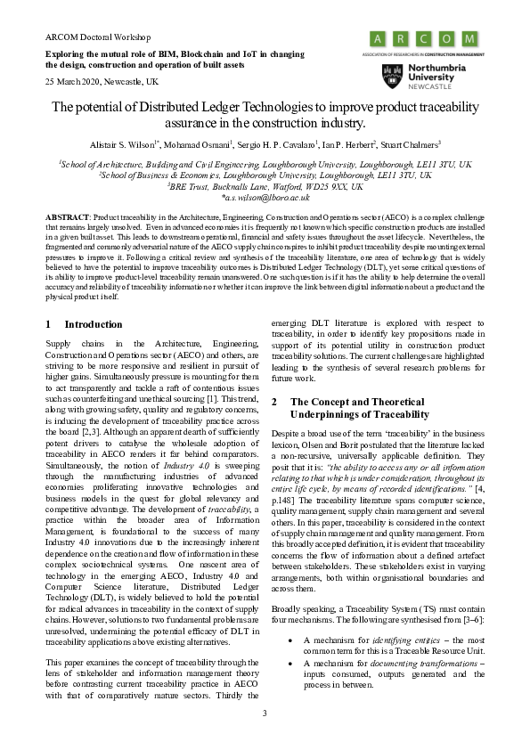 (PDF) The potential of Distributed Ledger Technologies to improve ...