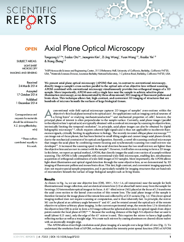(PDF) Axial plane optical microscopy