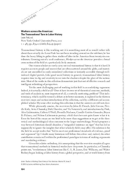 Workers across the Americas: the transnational turn in labor history - Edited by Leon Fink