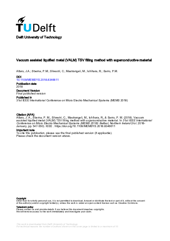 (PDF) Vacuum assisted liquified metal (VALM) TSV filling method with ...