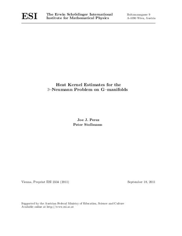 (PDF) Heat kernel estimates for the -Neumann problem on G-manifolds