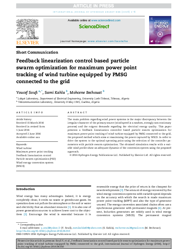 (PDF) Feedback linearization control based particle swarm optimization ...