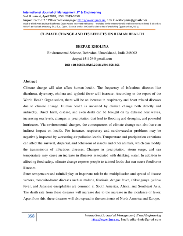 (PDF) Climate Change and Its Effects on Human Health