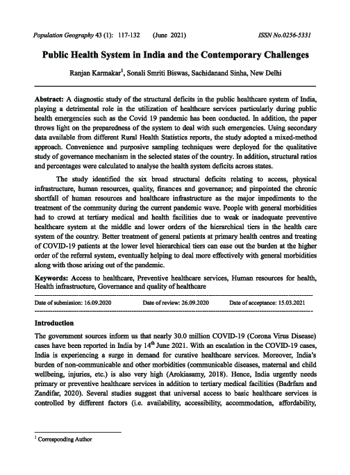(PDF) Public Health System in India and the Contemporary Challenges
