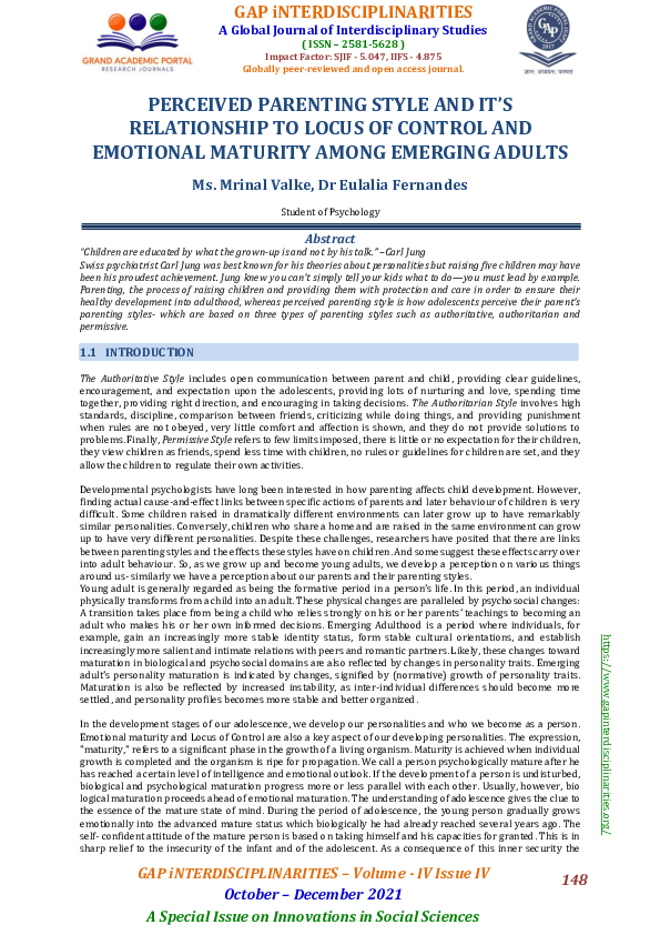 (PDF) Perceived Parenting Style and It’s Relationship to Locus of ...
