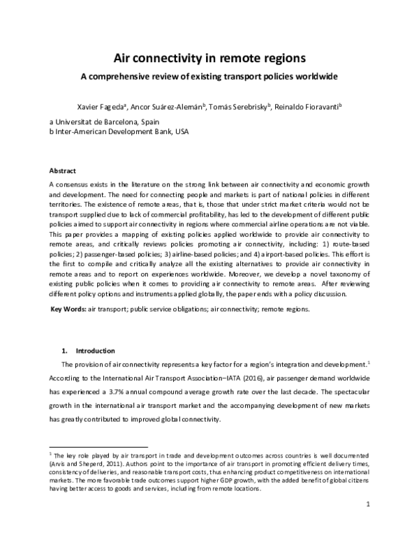 (PDF) Air connectivity in remote regions: A comprehensive review of ...
